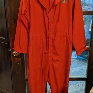 Red overalls jumpsuit